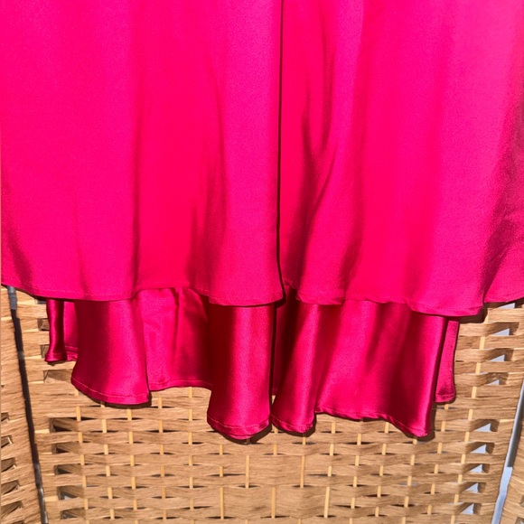 Les Copains Romantic Royal Core Neon Pink Midi Silk Skirt - Picture 5 of 5